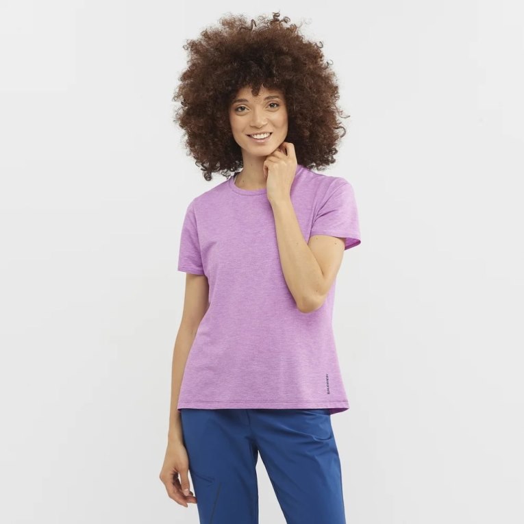 Camiseta Salomon Essential Tencel Corta Sleeve Mujer Lavanda | MX JGHV891